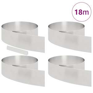 Okraj trávníku 4 pcs Stříbrná 450 x 0,05 x 20 cm Nerezová ocel - obrázek 3