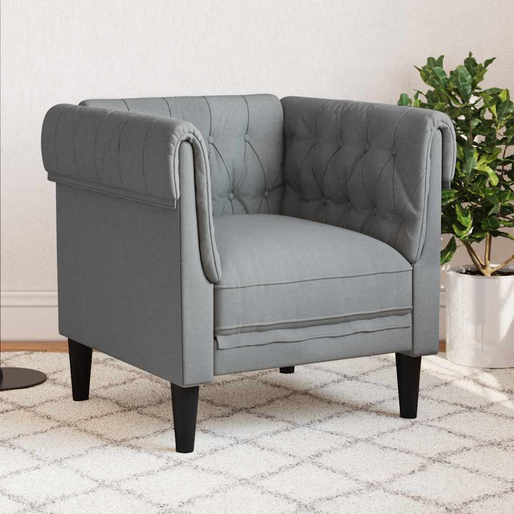 vidaXL Scaun canapea Chesterfield Gri deschis 78.5 x 74.5 x 74.5 cm