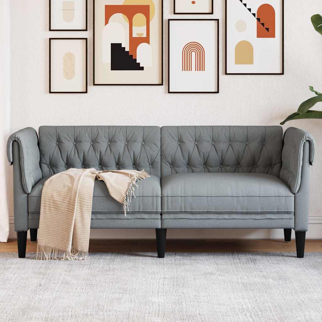 vidaXL Canapea Chesterfield Argyle Gri deschis 182.5 x 74.5 x 74.5 cm