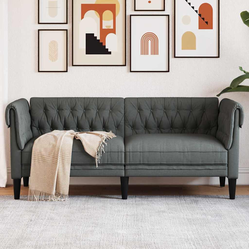 vidaXL Canapea Chesterfield Gri închis 182.5 x 74.5 x 74.5 cm țesătură