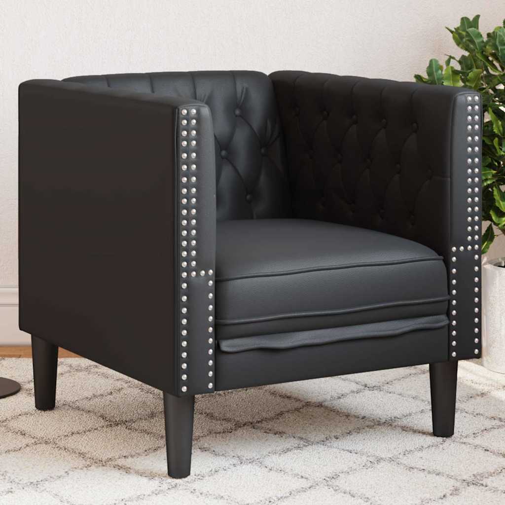 vidaXL Scaun canapea Chesterfield Argyle Negru 71 x 74.5 x 70.5 cm