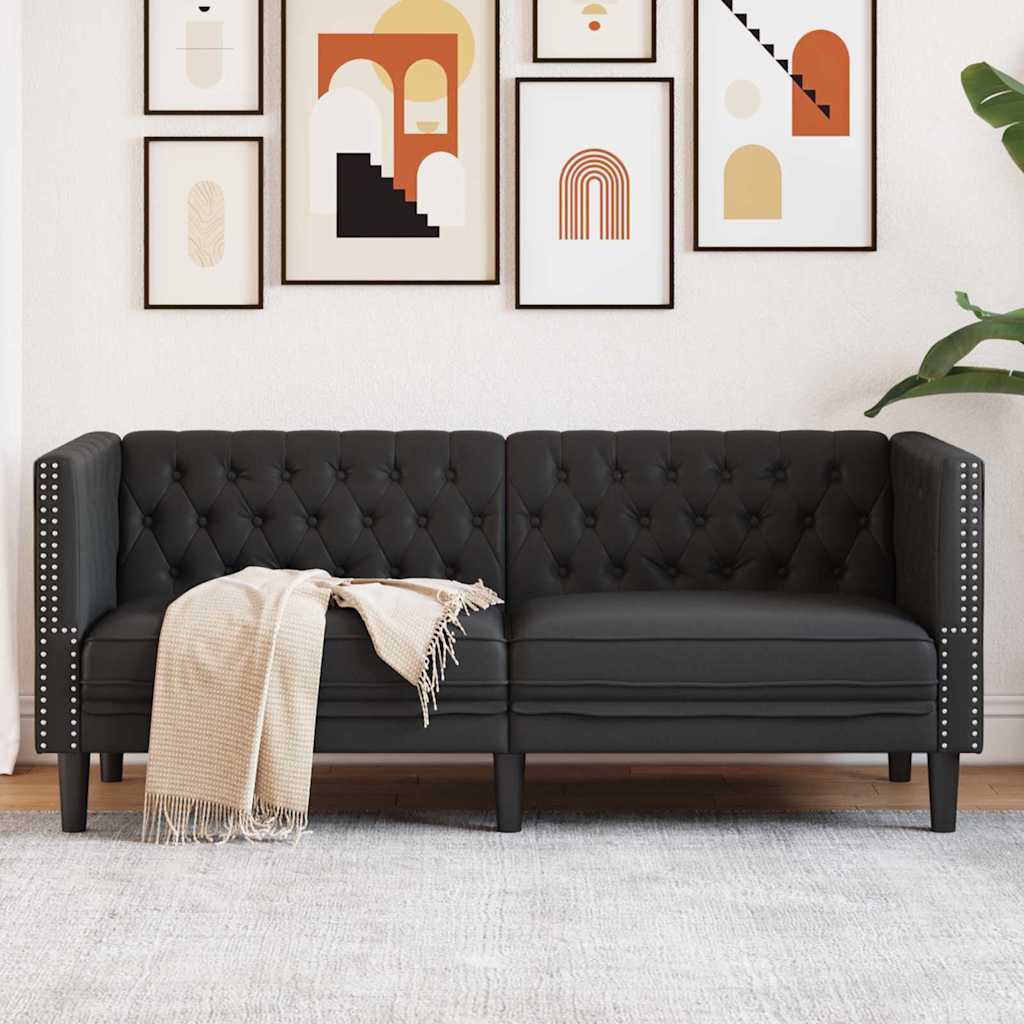 vidaXL Canapea Chesterfield Argyle Negru 174 x 74.5 x 70.5 cm