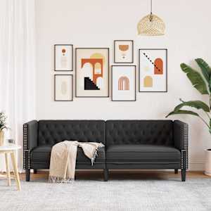 Pohovka Černá 194 x 74,5 x 70,5 cm PVC - obrázek 3