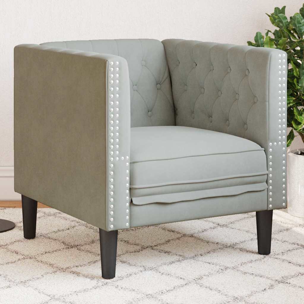 vidaXL Scaun canapea Chesterfield Gri deschis 71 x 74.5 x 70.5 cm