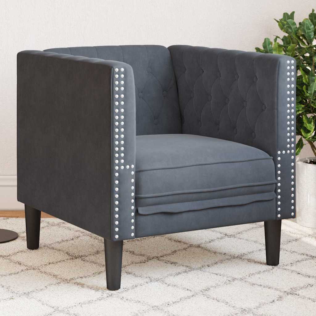 vidaXL Scaun canapea Chesterfield Gri închis 71 x 74.5 x 70.5 cm