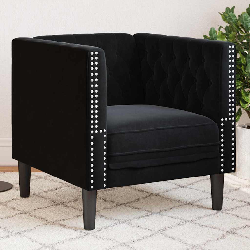 vidaXL Scaun canapea Chesterfield Negru 71 x 74.5 x 70.5 cm Catifea