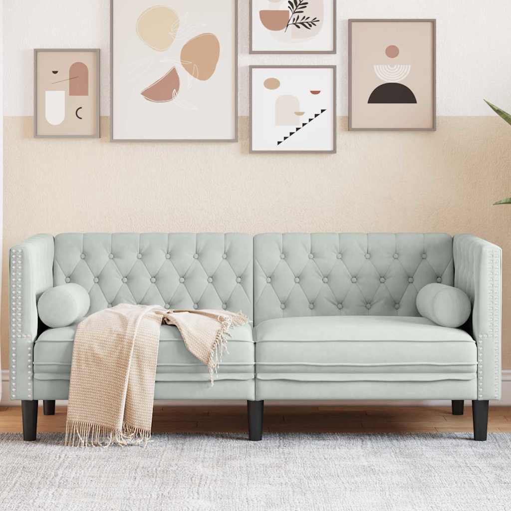 vidaXL Canapea Chesterfield Gri deschis 174 x 74.5 x 70.5 cm Catifea