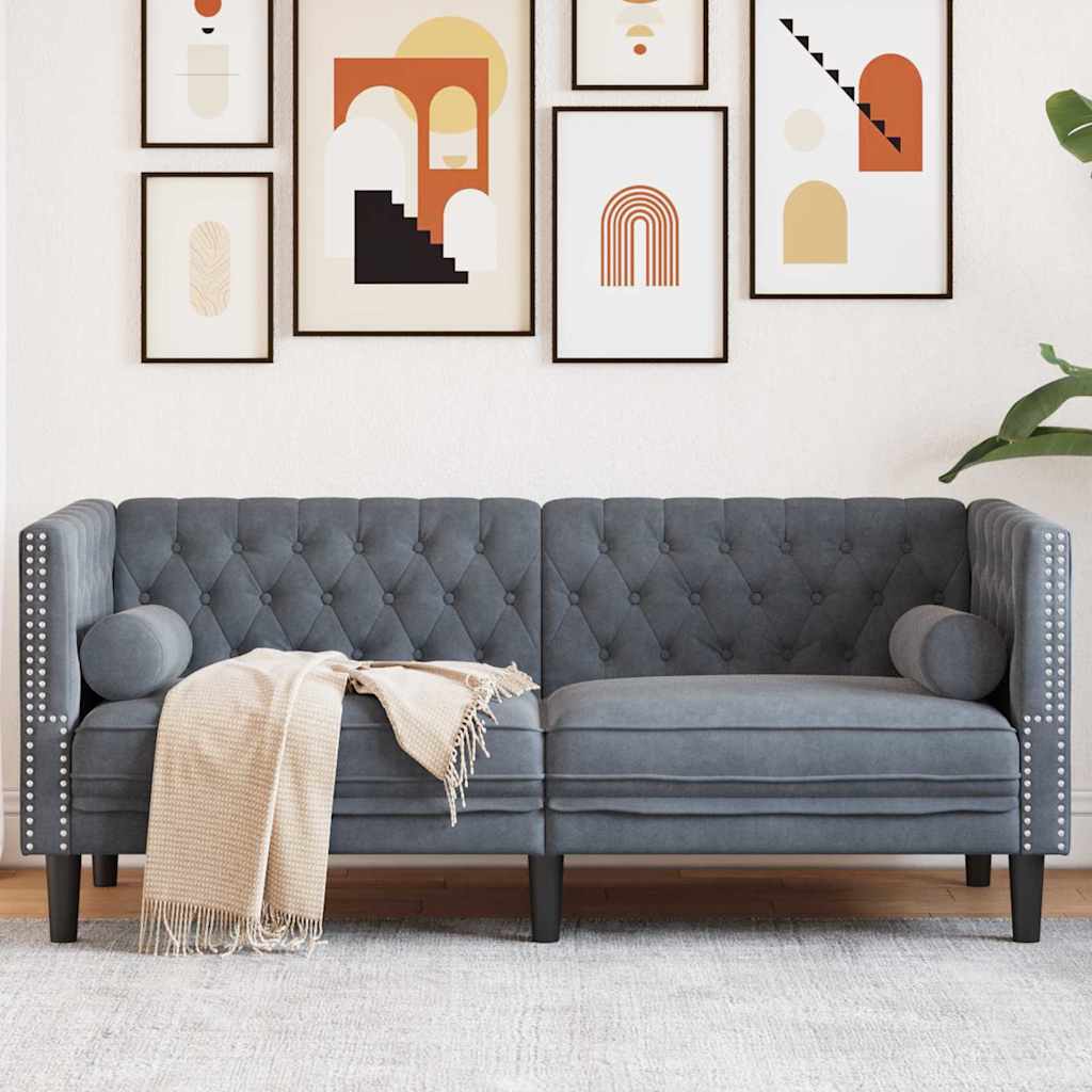 vidaXL Canapea Chesterfield Gri închis 174 x 74.5 x 70.5 cm Catifea
