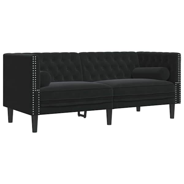 vidaXL Diivan Must 174 x 74,5 x 70,5 cm Samet