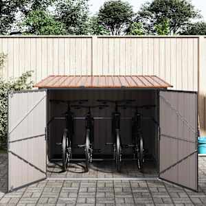 Kůlna na kolo 3 pcs Hnědá 216 x 207 x 158 cm Kov - obrázek 4