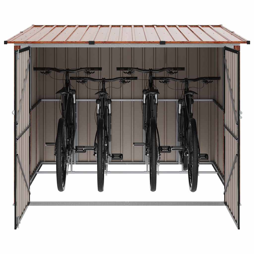 vidaXL Fietsschuurtje 3 pcs Bruin 215 x 206 x 157 cm Metaal