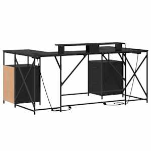 Stůl se zásuvkou Černý dub 182 x 101 x 87,5 cm kompozitní dřevo - obrázek 9
