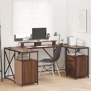 Miza z LED lučmi Rjav hrast 182 x 101 x 87,5 cm Konstruiran les