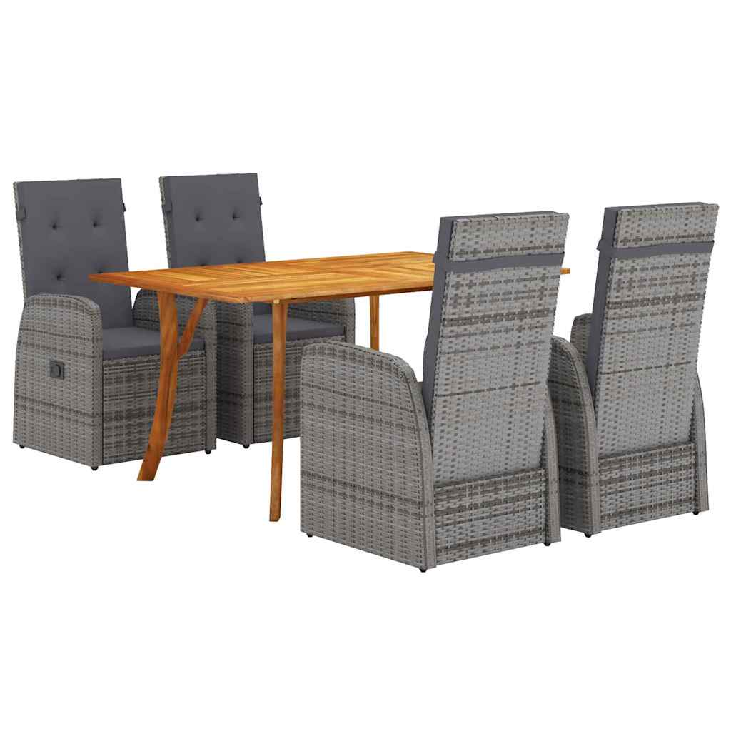 vidaXL Set de masă pentru grădină 5 pcs Gri poliratan