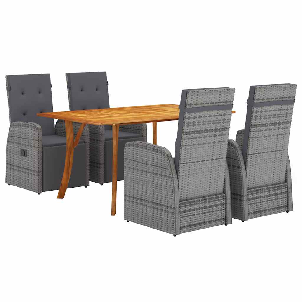 vidaXL Set de masă pentru grădină 5 pcs Gri poliratan