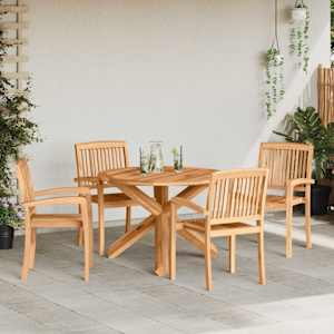 Komplet za jedilnico v vrtu 5 pcs Naravna Masiven les akacije