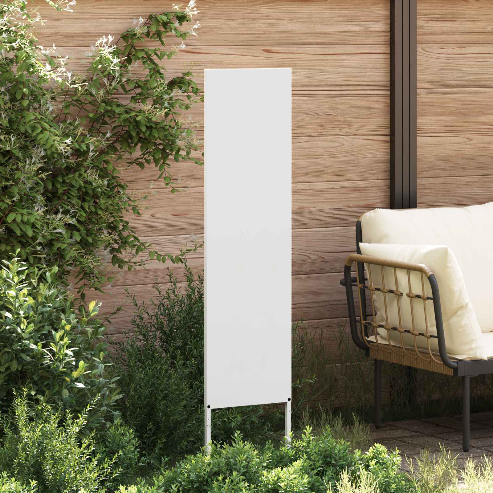 Tuin Privacy Screen Fretwerk Wit 32 x 140 cm Koudgewalst staal image 3