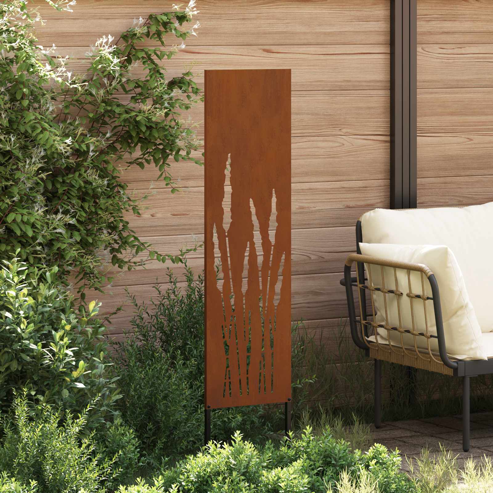 vidaXL Tuin Privacy Screen Fretwerk Roestig 32 x 140 cm weervast staal, foto 2