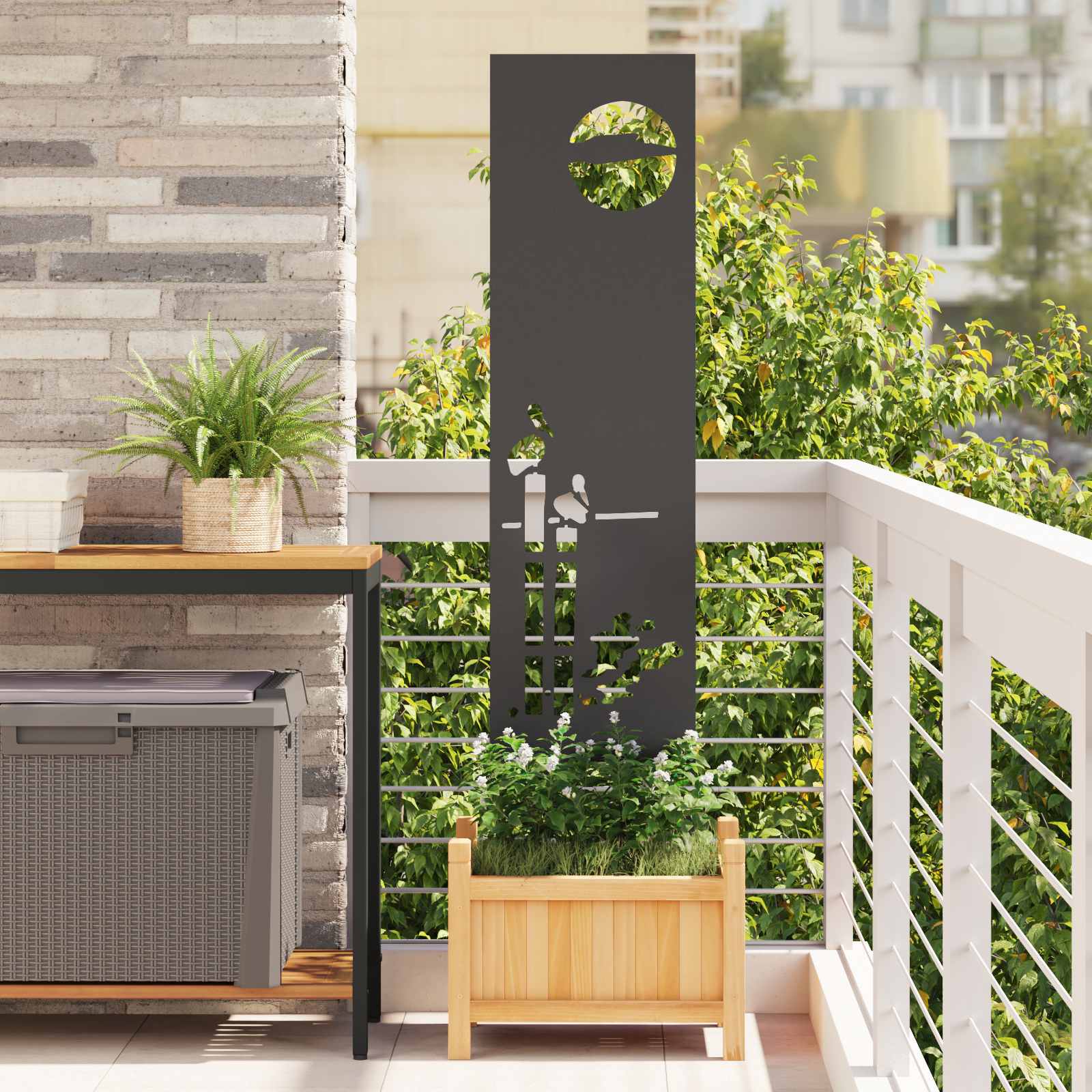 Tuin Privacy Screen Zwart 32 x 140 cm Koudgewalst staal image 1