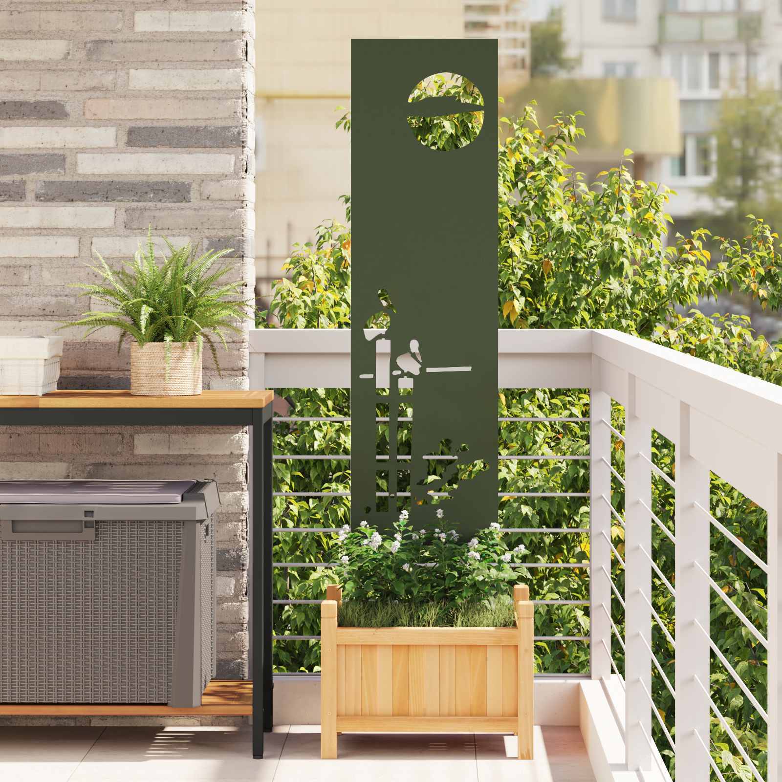 Tuin Privacy Screen Olijfgroen 32 x 140 cm Koudgewalst staal image 1