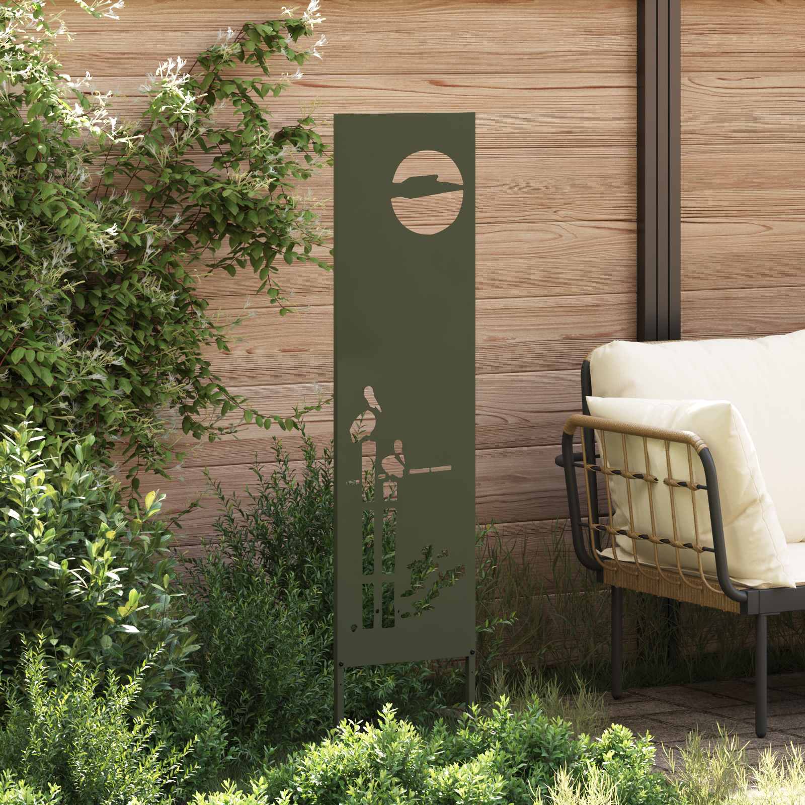 Tuin Privacy Screen Olijfgroen 32 x 140 cm Koudgewalst staal image 3