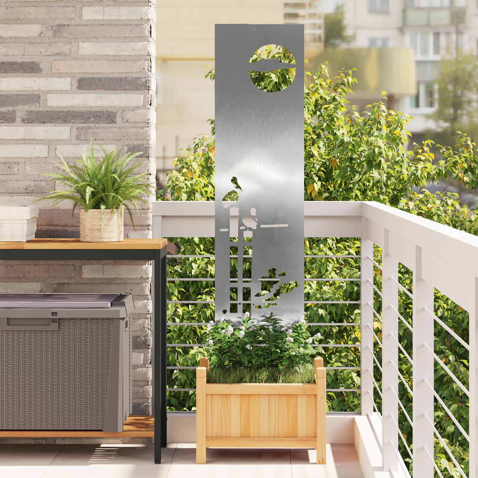 Tuin Privacy Screen Fretwerk Zilver 32 x 140 cm Roestvrij staal image 1