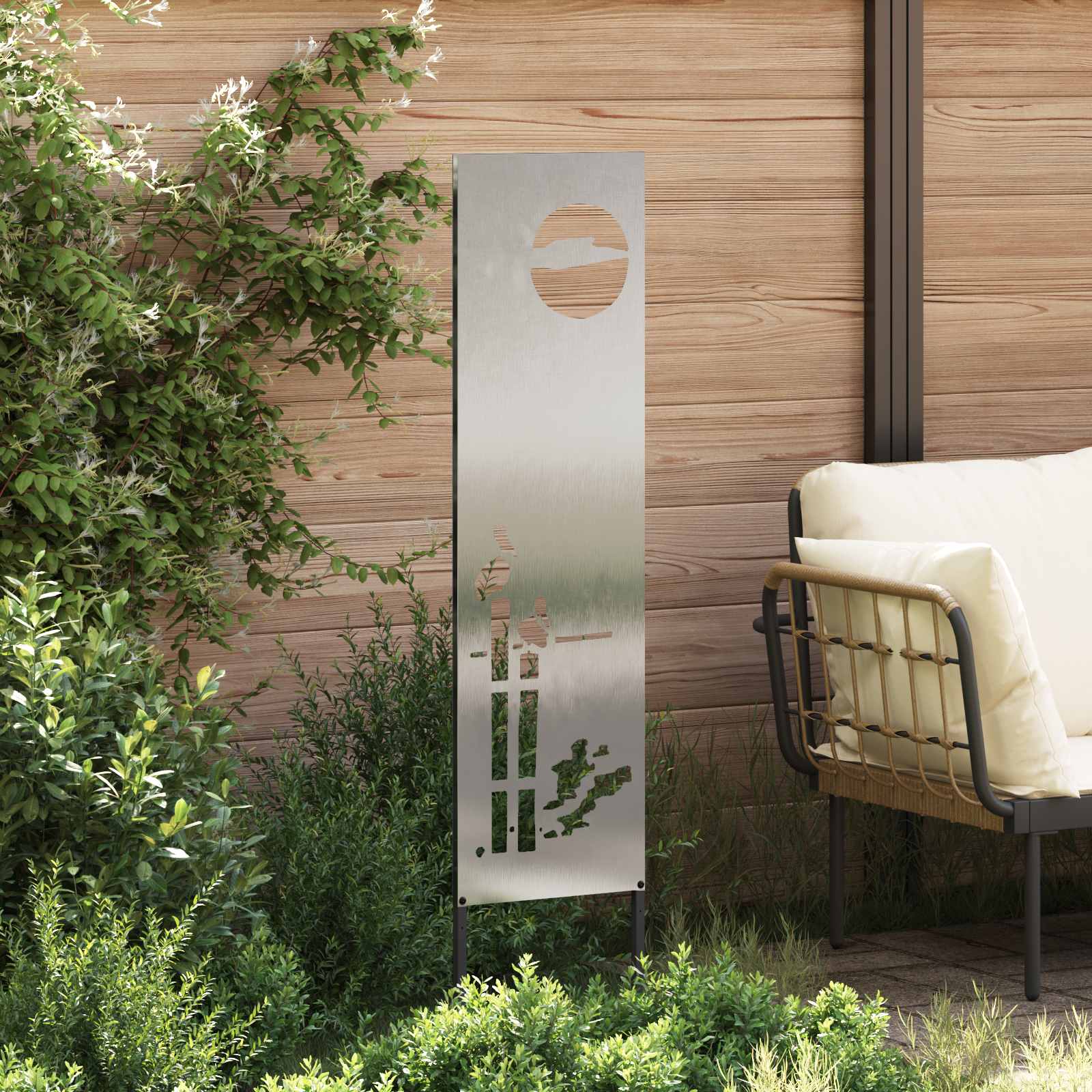 Tuin Privacy Screen Fretwerk Zilver 32 x 140 cm Roestvrij staal image 3