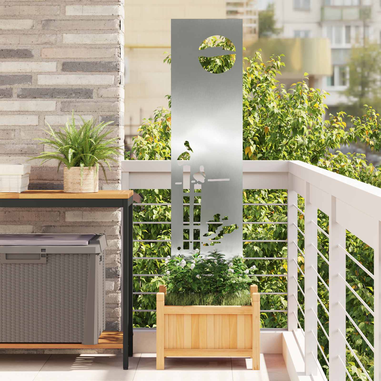 Tuin Privacy Screen Zilver 32 x 140 cm Gegalvaniseerd staal image 1
