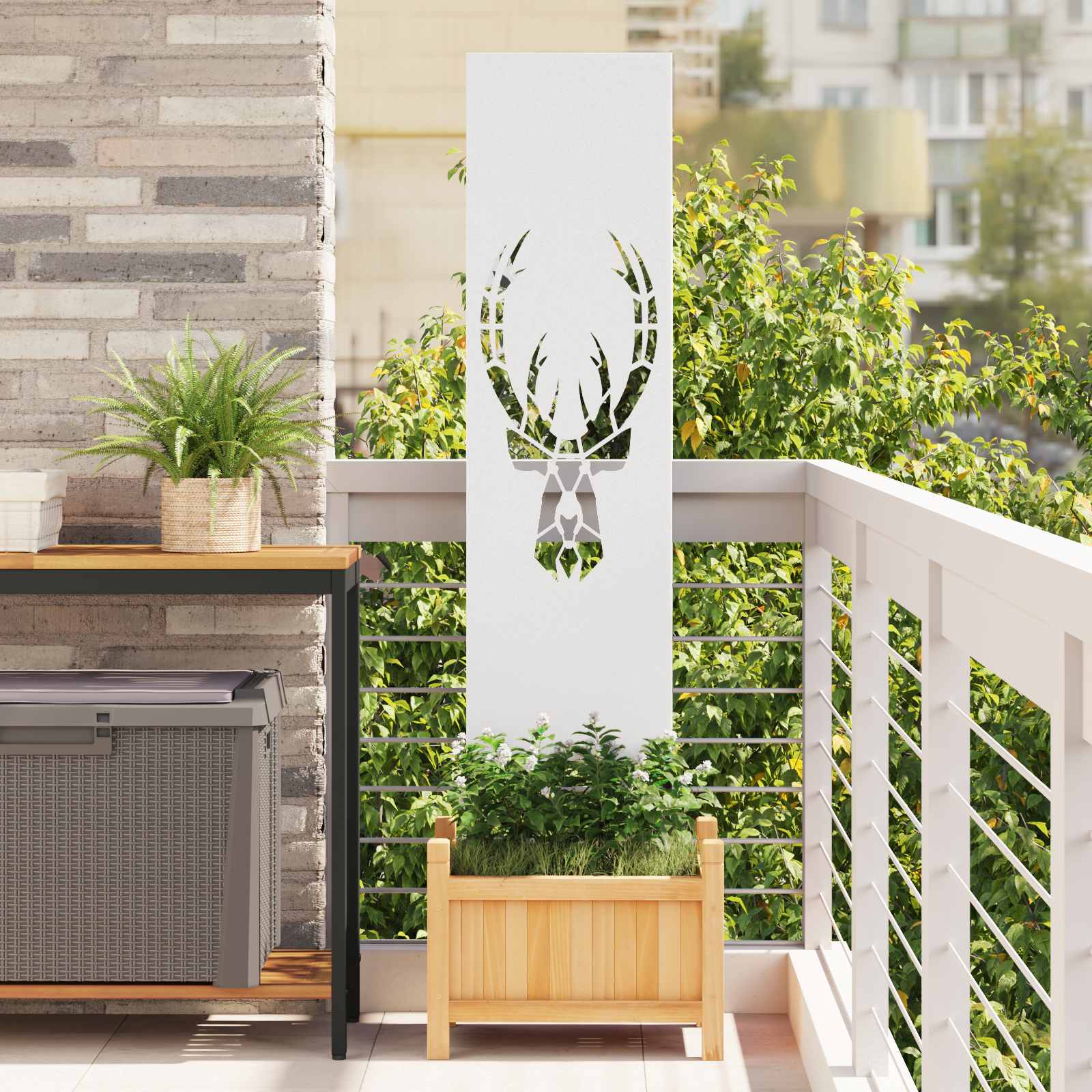 Tuin Privacy Screen Wit 32 x 140 cm Koudgewalst staal image 1