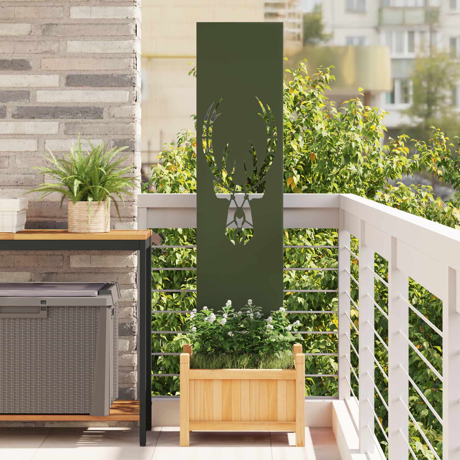 Tuin Privacy Screen Olijfgroen 32 x 140 cm Koudgewalst staal image 1