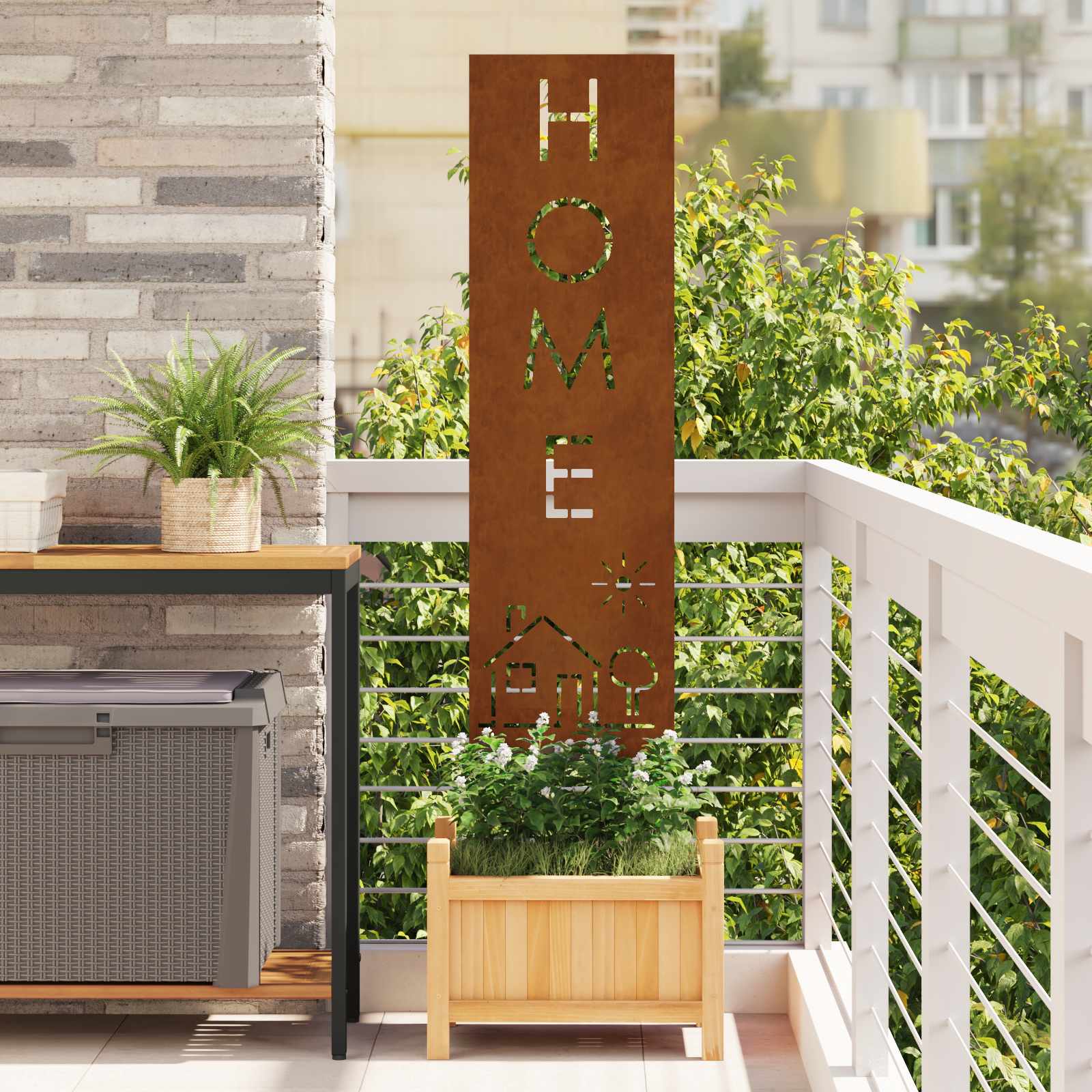 vidaXL Ecran de intimitate pentru grădină Traforaj Ruginit 32 x 140 cm