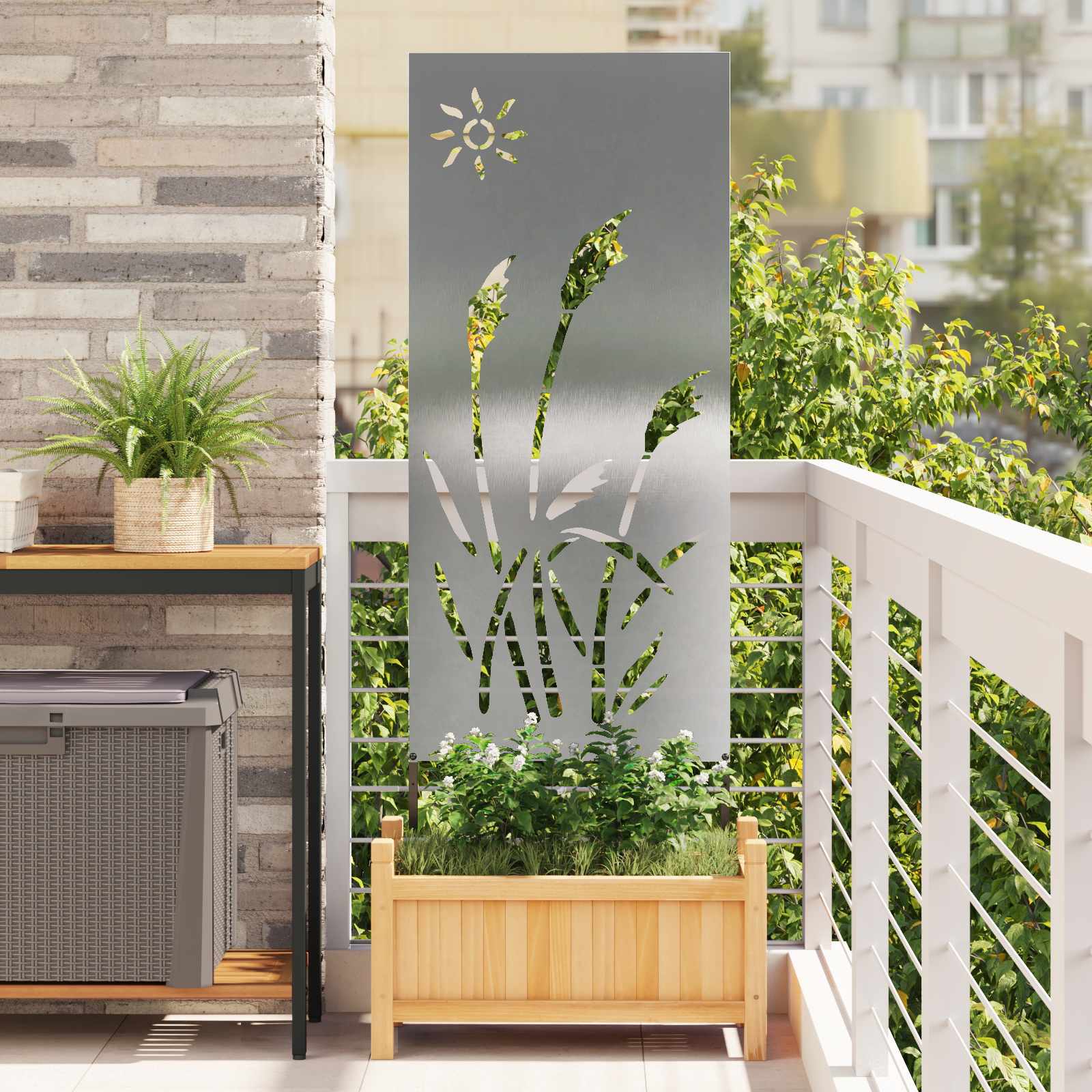 Tuin Privacy Screen Fretwerk Zilver 50 x 140 cm Roestvrij staal image 1