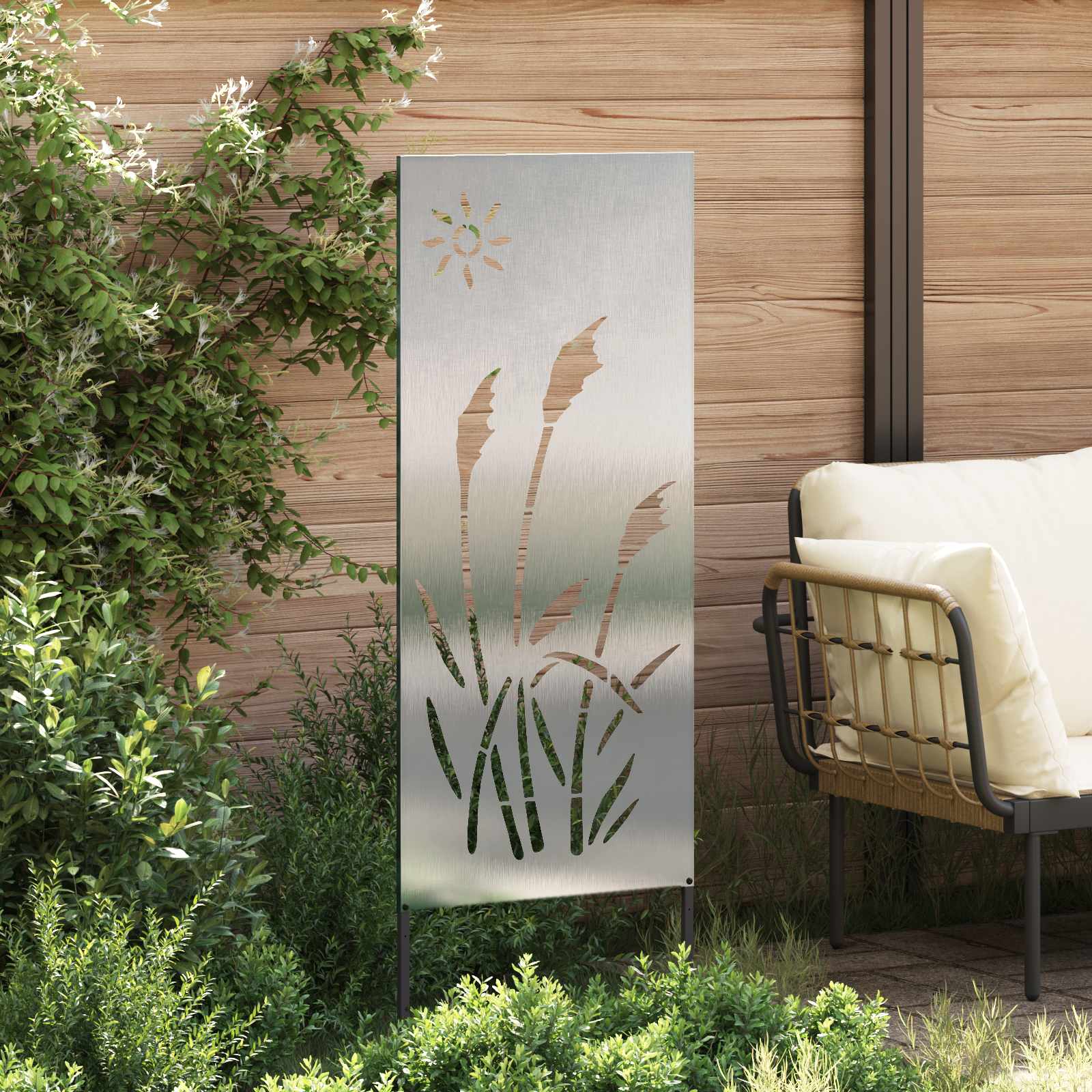 Tuin Privacy Screen Fretwerk Zilver 50 x 140 cm Roestvrij staal image 3