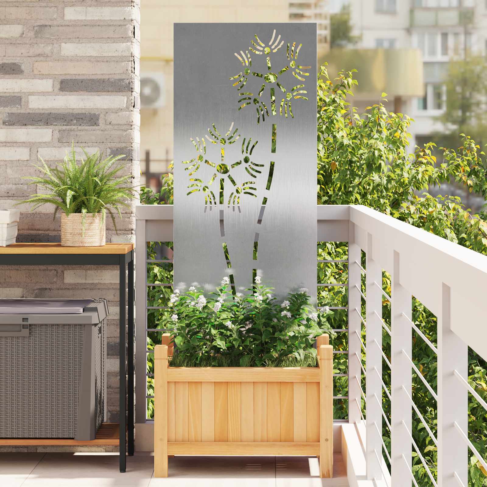 Tuin Privacy Screen Fretwerk Zilver 50 x 140 cm Roestvrij staal image 1