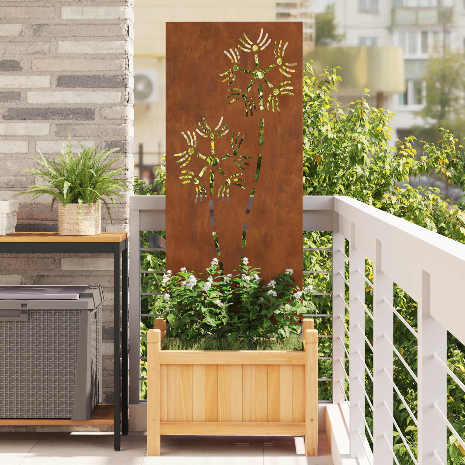 vidaXL Ecran de intimitate pentru grădină Traforaj Ruginit 50 x 140 cm
