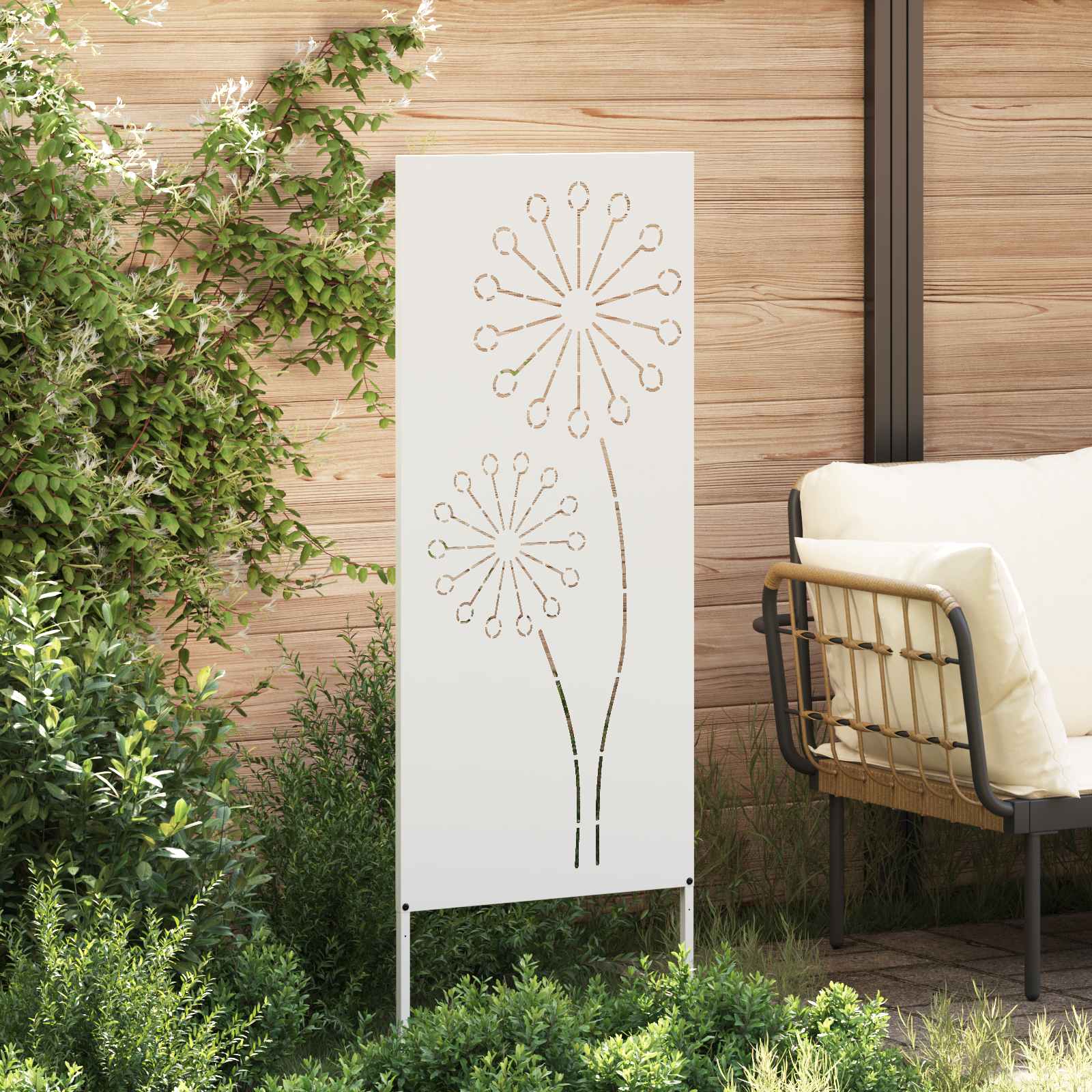 Tuin Privacy Screen Fretwerk Wit 50 x 140 cm Koudgewalst staal image 3