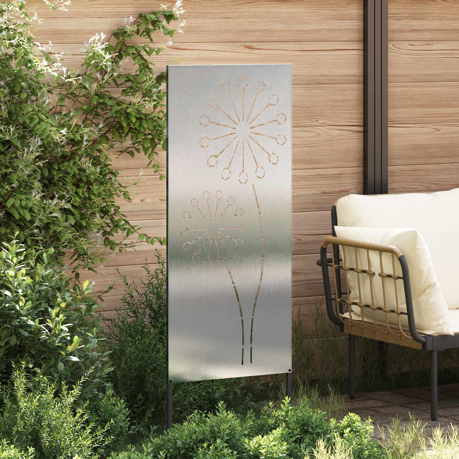 Tuin Privacy Screen Fretwerk Zilver 50 x 140 cm Roestvrij staal image 3