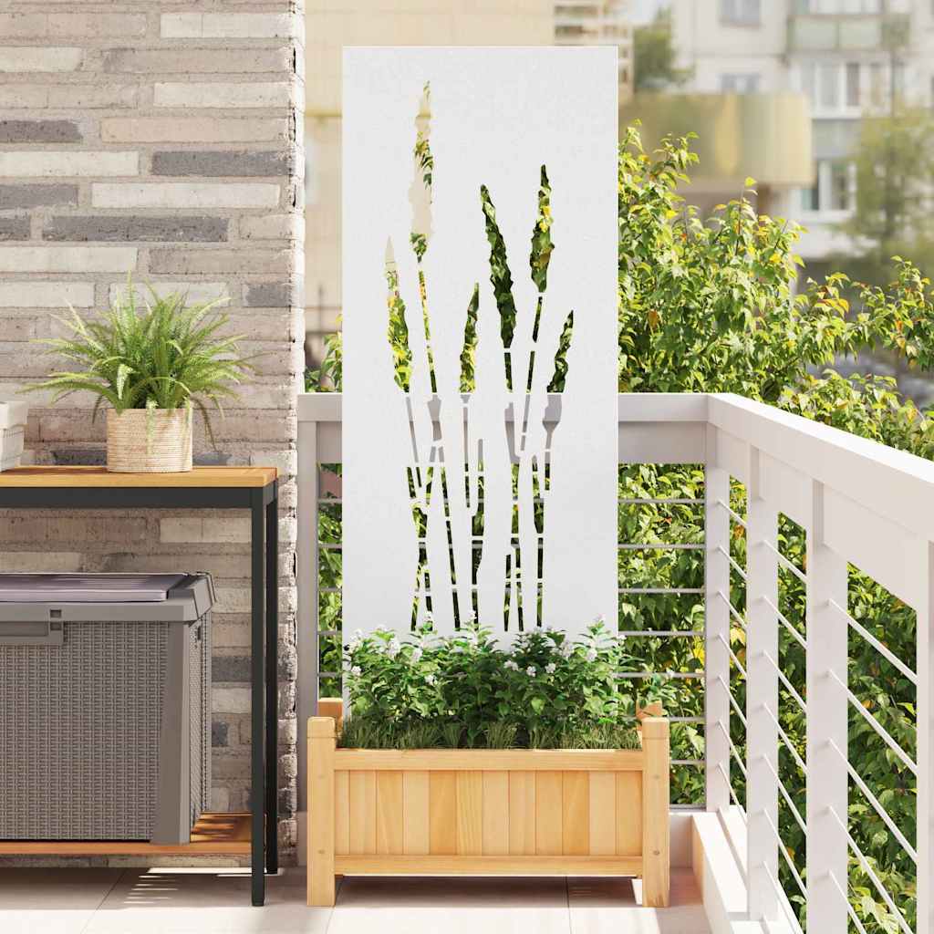 Tuin Privacy Screen Bloemen Wit 50 x 140 cm Koudgewalst staal