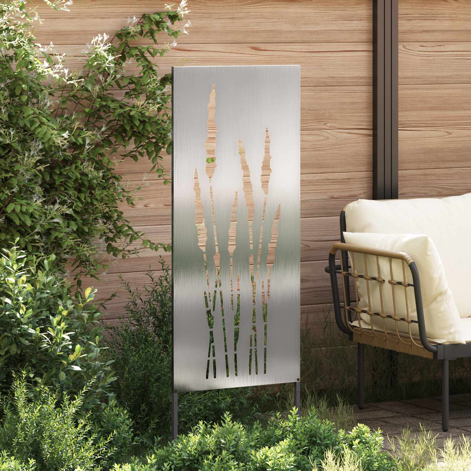 Tuin Privacy Screen Bloemen Zilver 50 x 140 cm Roestvrij staal image 3