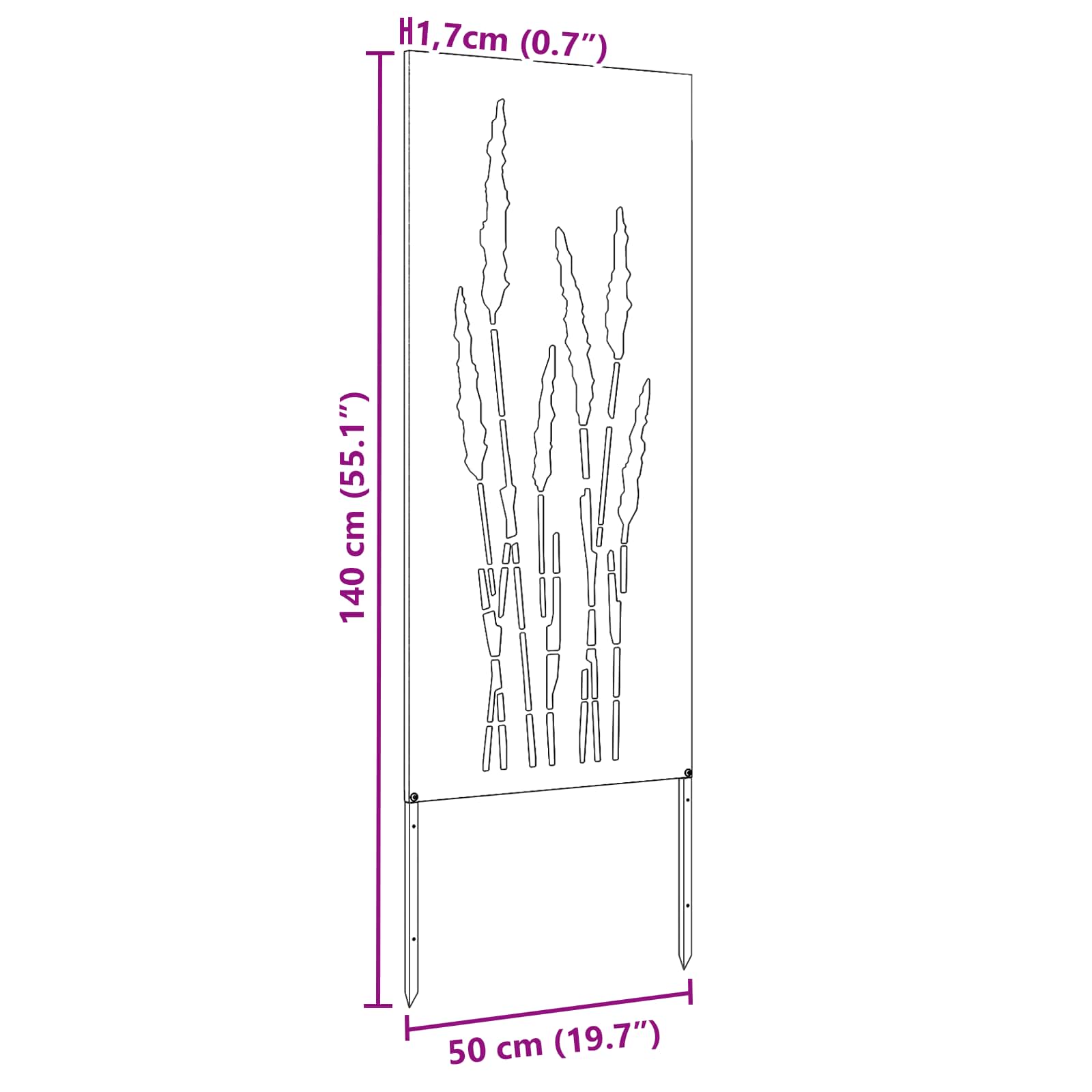 Tuin Privacy Screen Bloemen Zilver 50 x 140 cm Roestvrij staal image 10