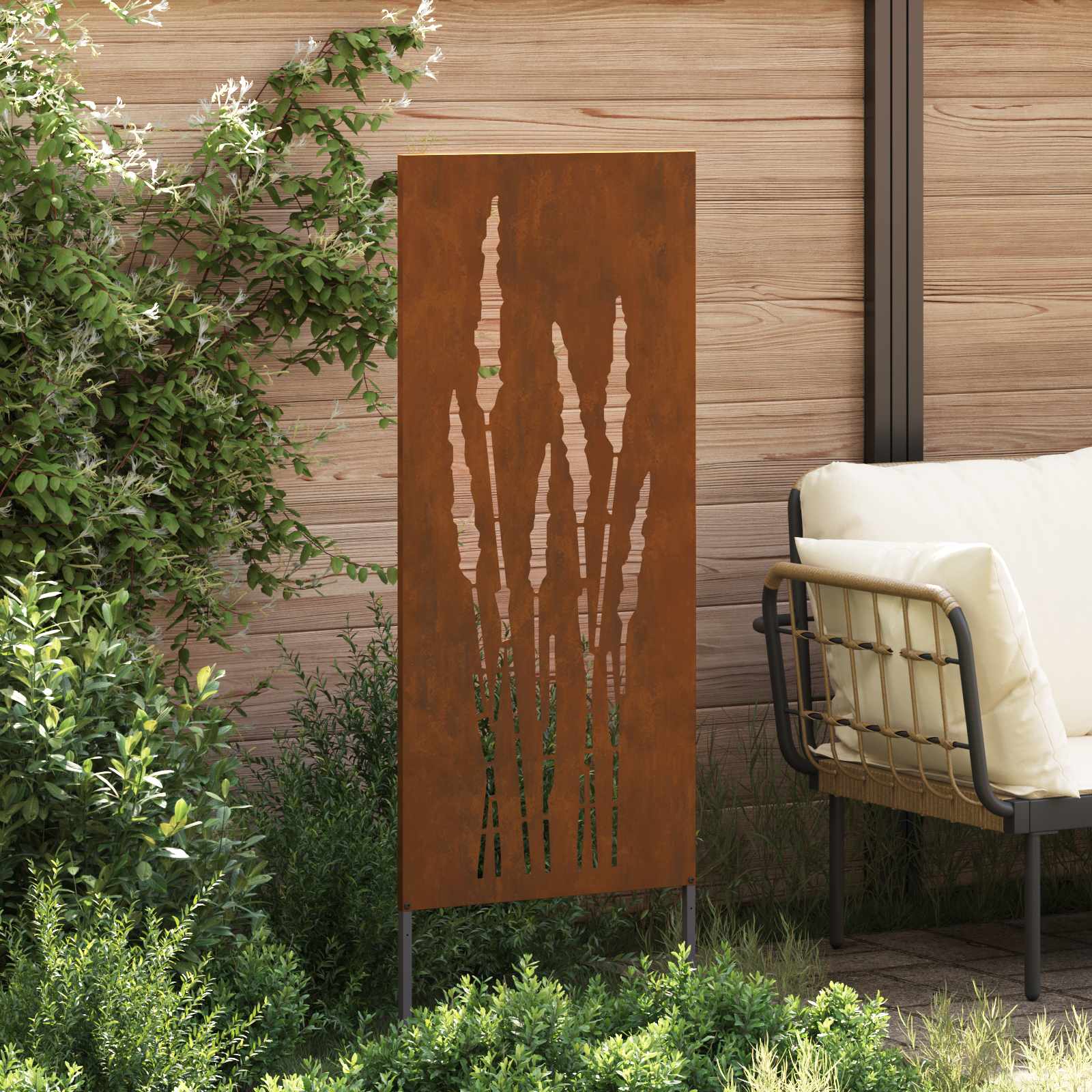 vidaXL Tuin Privacy Screen Bloemen Roestig 50 x 140 cm weervast staal
