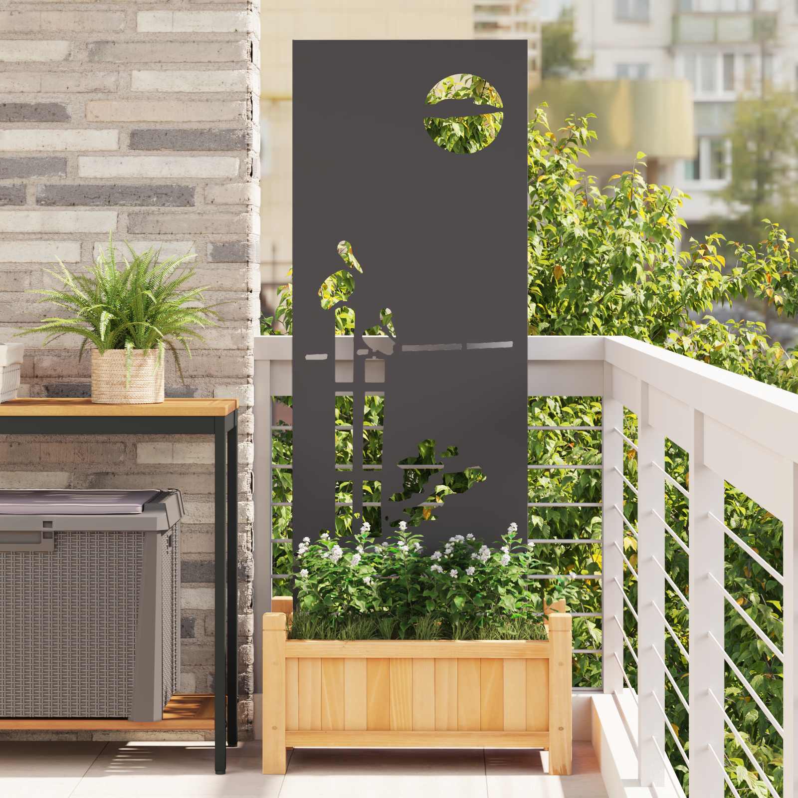 Tuin Privacy Screen Zwart 50 x 140 cm Koudgewalst staal image 1
