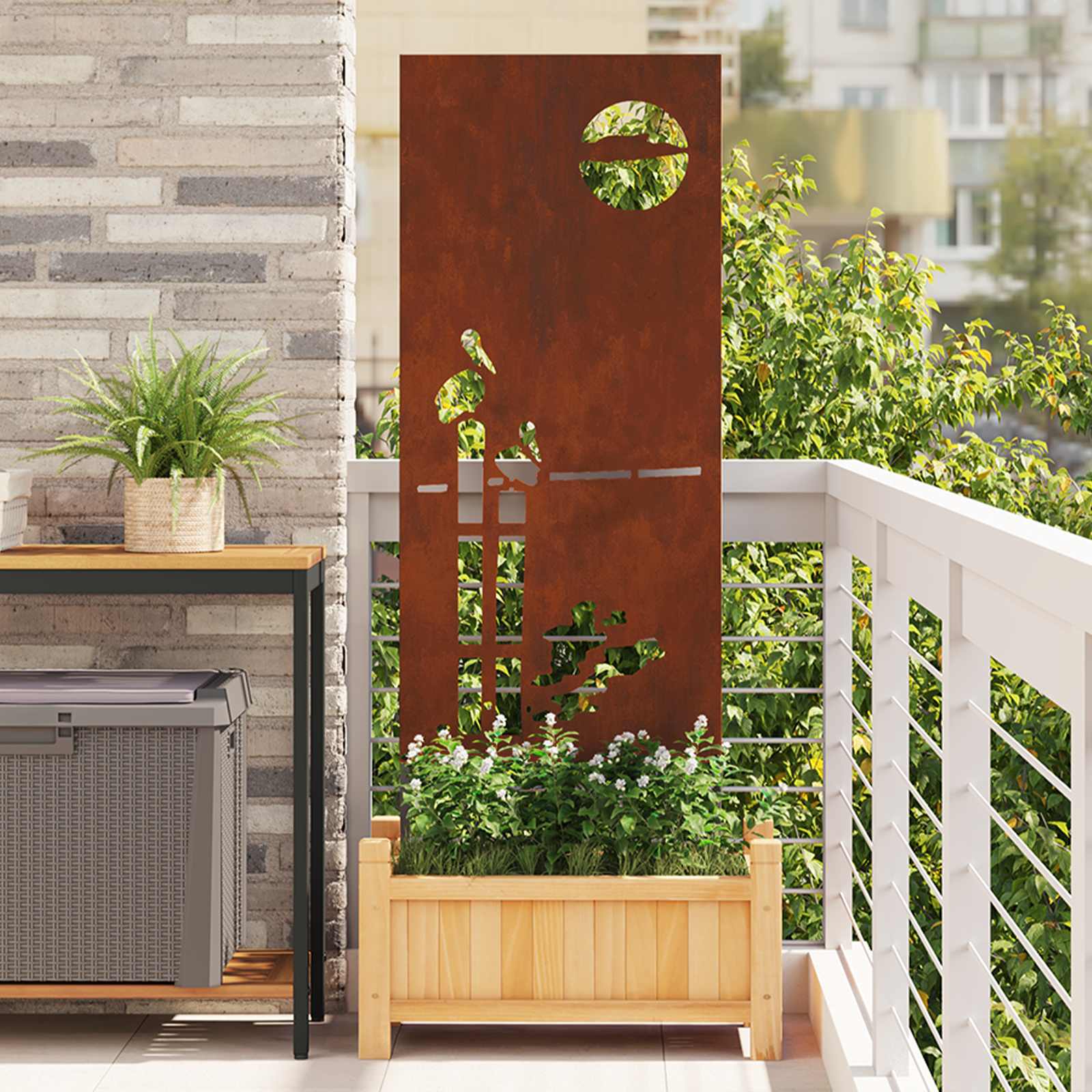 vidaXL Garten Sichtschutz-Leinwand Rostig 50 x 140 cm Wetterfeststahl