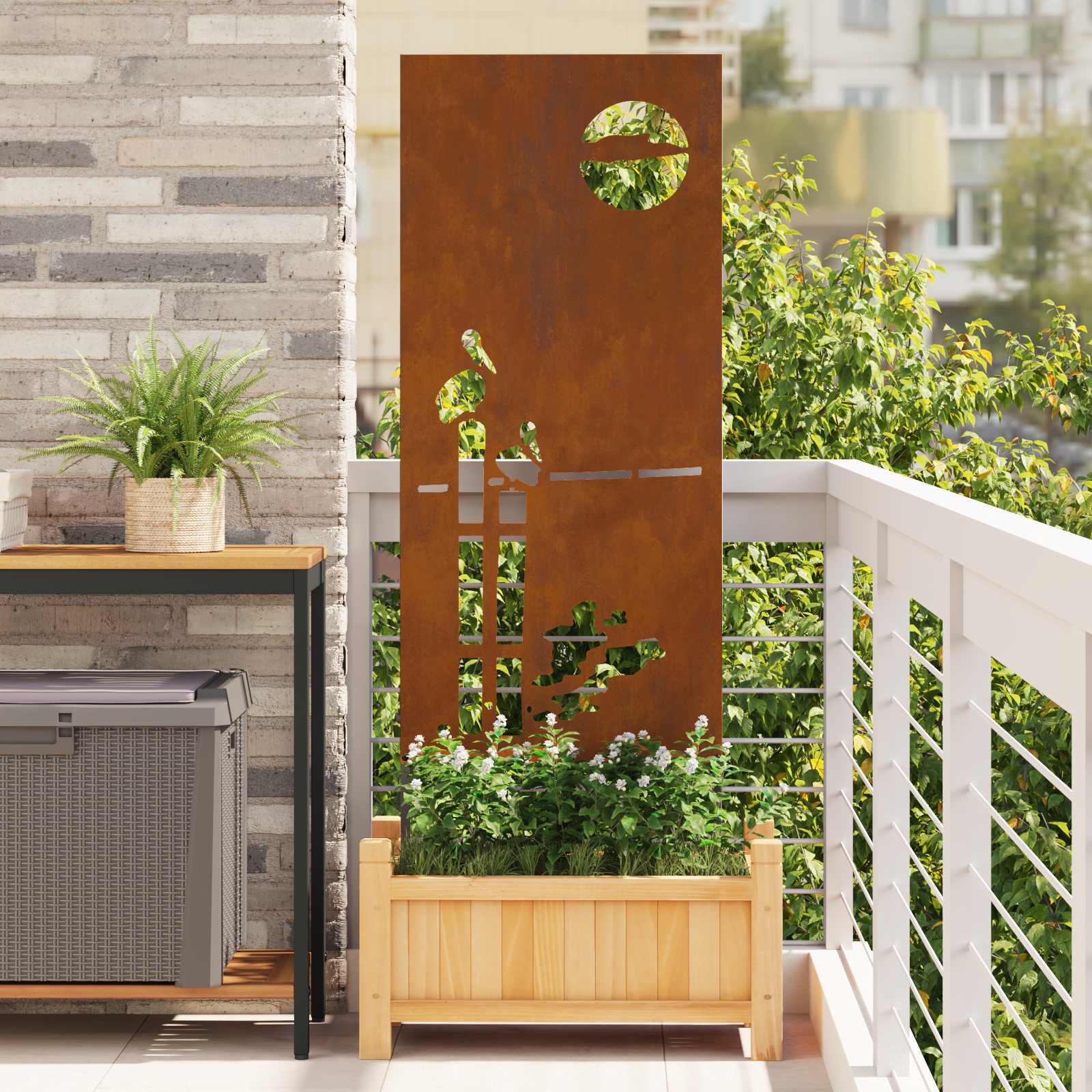 vidaXL Ecran de intimitate pentru grădină Traforaj Ruginit 50 x 140 cm