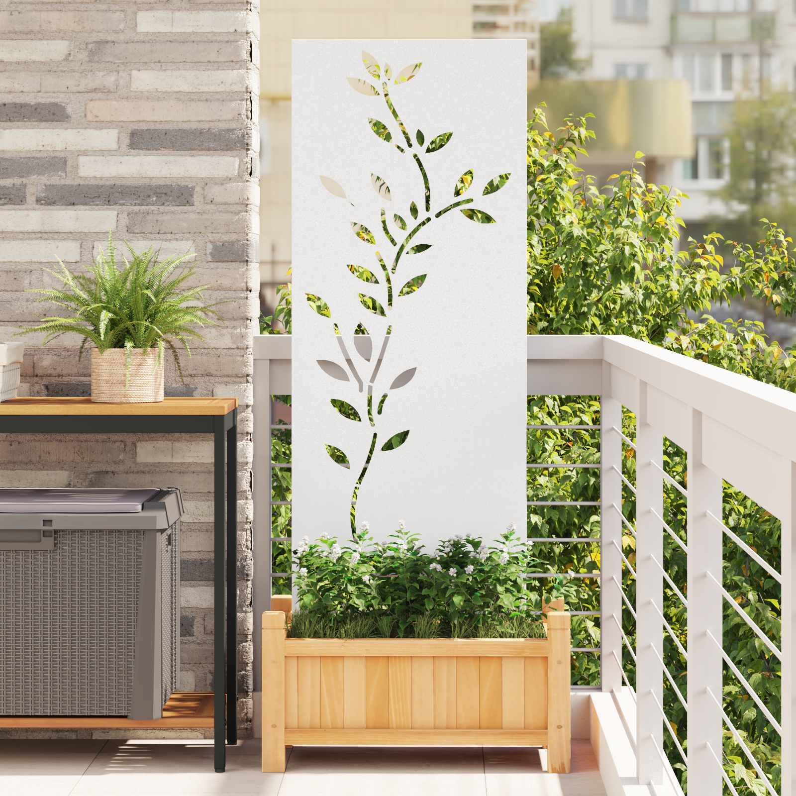 vidaXL Ecran de intimitate pentru grădină Floral Alb 50 x 140 cm