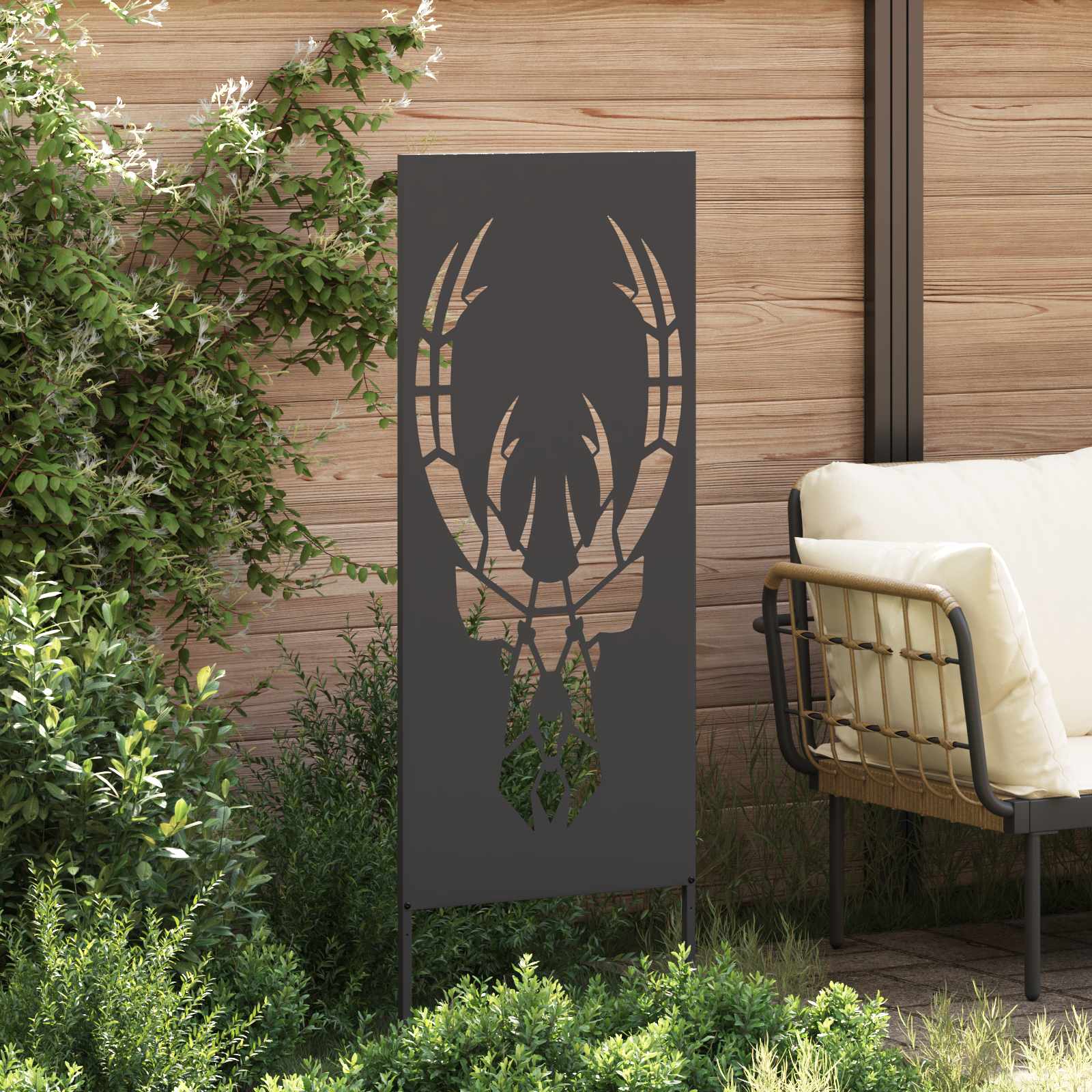 Zaslon za zasebnost v vrtu Črna 50 x 140 cm Mnogi jeklo - slika 3