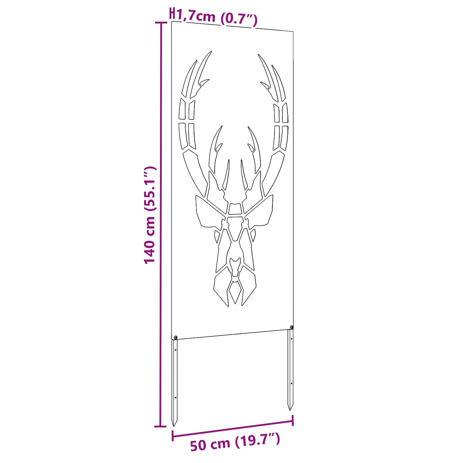 Zaslon za zasebnost v vrtu Črna 50 x 140 cm Mnogi jeklo - slika 13