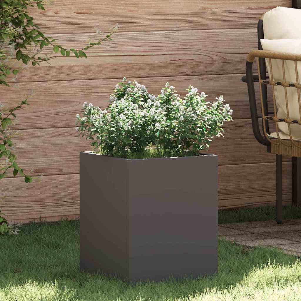 vidaXL Vază pentru Grădină Negru 32 x 32 x 40 cm Oțel laminat la rece