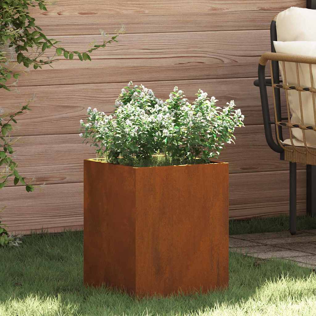 vidaXL Vază pentru Grădină Maro 32 x 32 x 40 cm Oțel Vechi