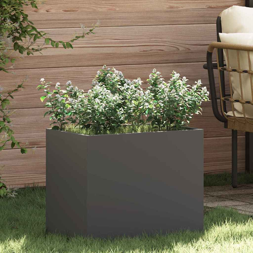 vidaXL Vază pentru Grădină Negru 50 x 32 x 40 cm Oțel laminat la rece
